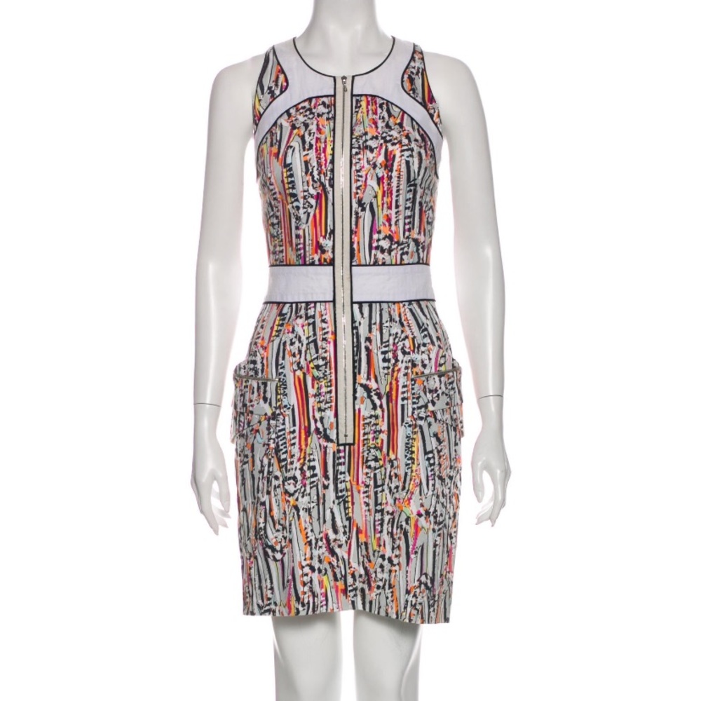Lela Rose Multi Color Sheath Dress Mini Printed XS Above Knee